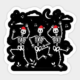 Dancing skeletons with xmas santa hats -  Christmas funny Sticker